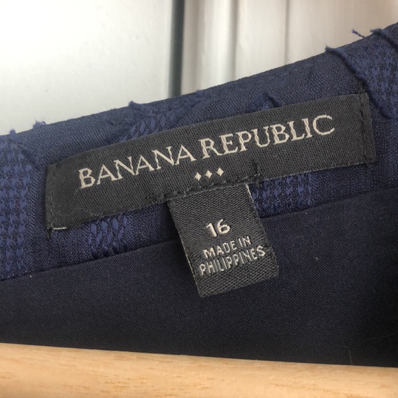 Banana Republic Factory Navy Blue Jacquard Shift Dress Sz 16 - Picture 4 of 5